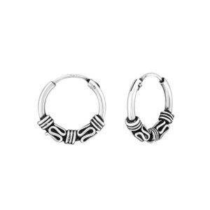 Sterling silver Bali Hoop Earrings- 10mm